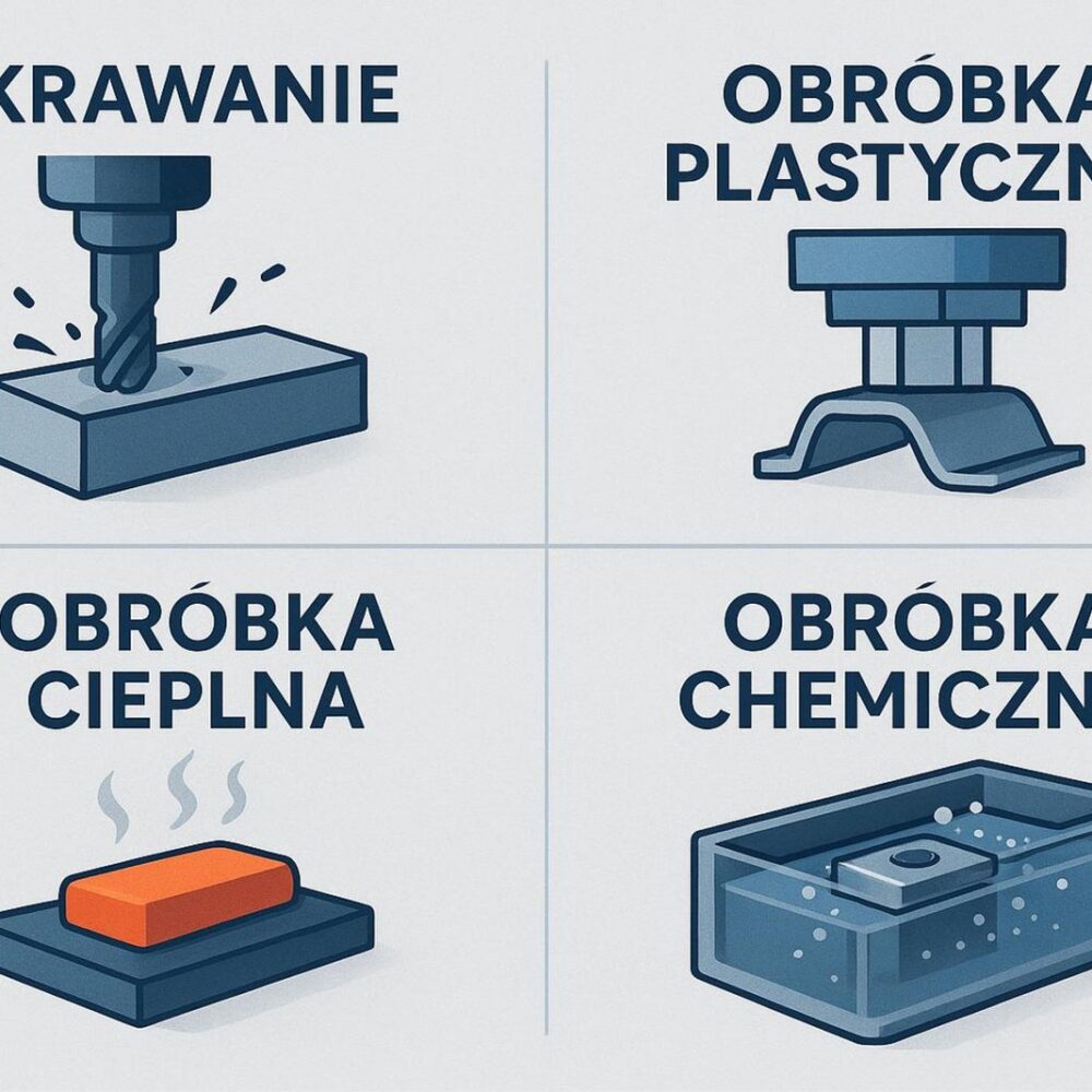 Rodzaje obróbki metali: skrawanie, obróbka plastyczna, cieplna i chemiczna
