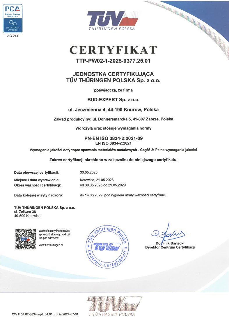 Certyfikat TUV 3834 2026-05-21
